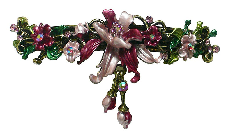 Large Crystal Flower Barrette with Hanging Ornament