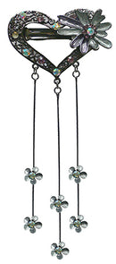 Heart Hair Clip with trailing crystal streamers-86205H-2