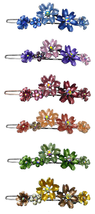 Bella Set of 6 Flower Barrettes in 6 Lovely Colors YY86400-11