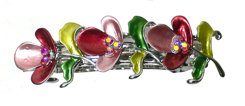 Flower Barrette in Vibrant Colors Artistic Hand Painting YY86750-6