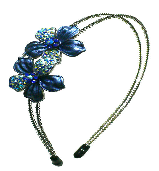 HB2flowers Bella Crystal Flower Headband, Resilient Metal Wire Hair Bands 2-Flower Design YY86804-2flr