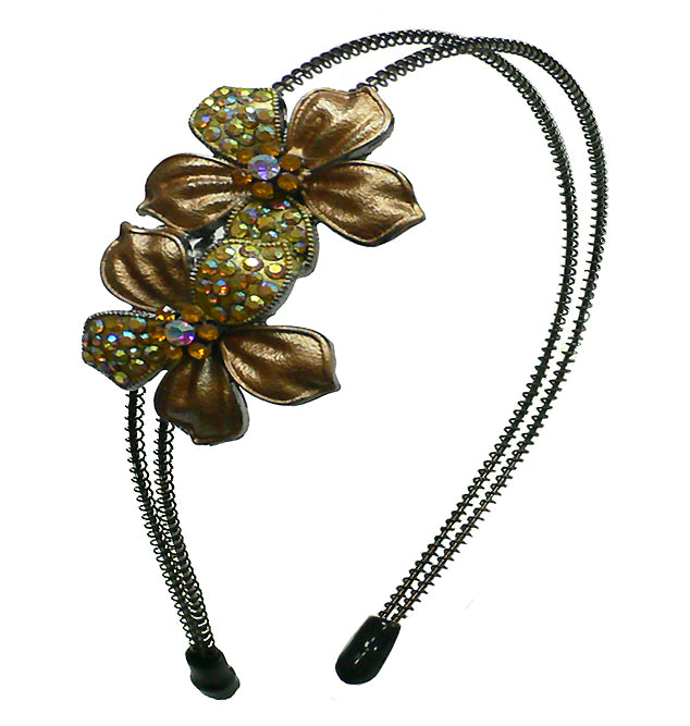 HB2flowers Bella Crystal Flower Headband, Resilient Metal Wire Hair Bands 2-Flower Design YY86804-2flr