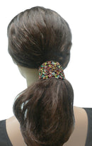 Set of 2 Bella Crystal Flower Hair Holder Barrette for High, Low Ponytail