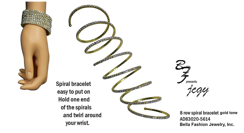 BFJ presents Brand JCGY Crystal Spiral Bracelet 8 Strands of Crystal Spirals for Bridal,  Parties 5614gs