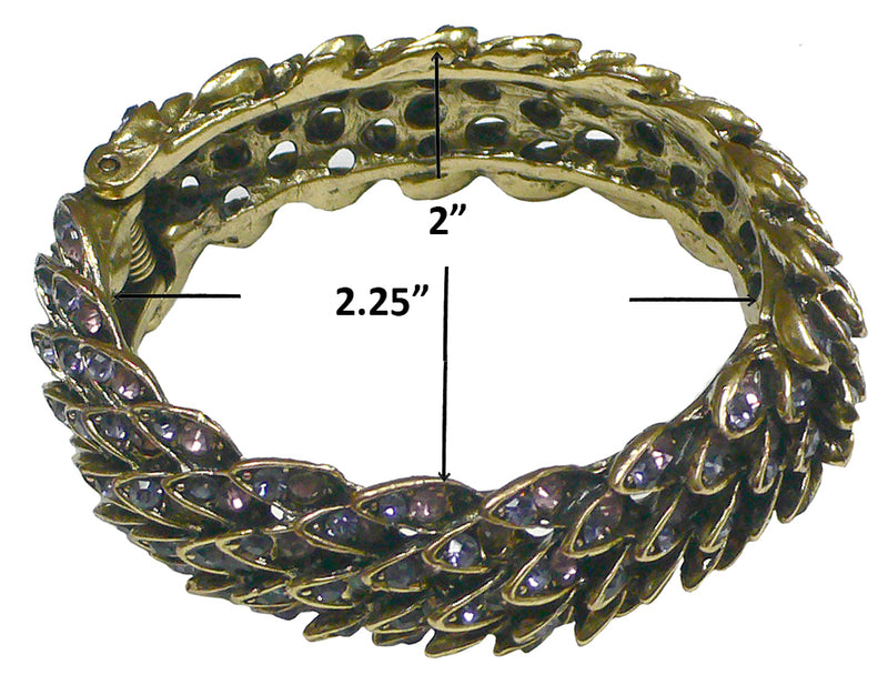 BraceletEasy Bella Metal Bangle Bracelet Gorgeous Design Antique Gold Tone Hinge Closure Easy to put on And Remove W83020-S1