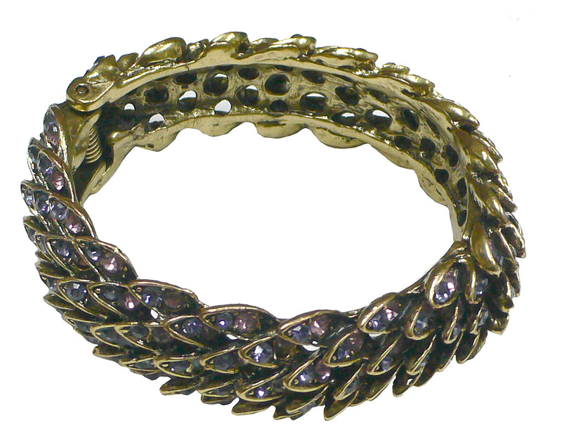 BraceletEasy Bella Metal Bangle Bracelet Gorgeous Design Antique Gold Tone Hinge Closure Easy to put on And Remove W83020-S1