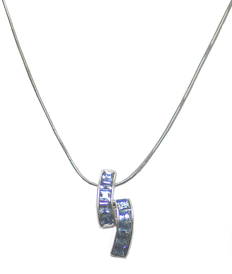 NAR800-4 Bella Necklace Chain with Crystal Pendant Sapphire Blue Light Blue Crystal