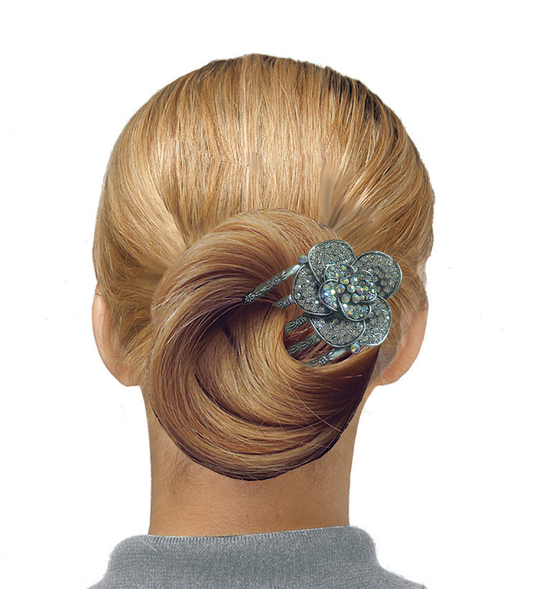 Hclamp104 Bella Metal Claw Clip Flower Hair Clamp Hair Slide 5A86104-1