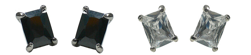 Set of 2 to Set of 4 Bella Emerald Cut Stud Earrings CZ Stones Post Earrings NF89500-2&4